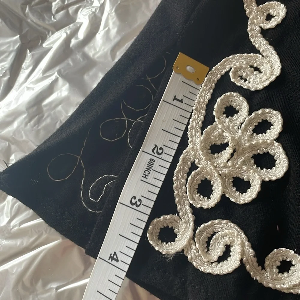 Carole Little. Plus Size 2X. Black Top with White Shiny Embroidered Designs - Picture 9 of 16